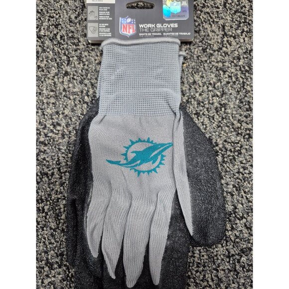 NFL Miami Dolphins Work Gloves "The Gripper" One Size Fits All By The Sports Vau - Picture 1 of 5